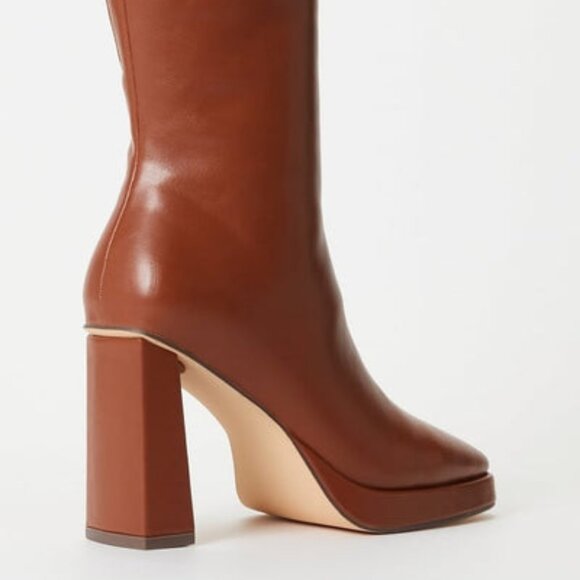 JUSTFAB BOOTIE FAUX LEATHER 3.5" BLOCK HEEL INNER ZIP 8.25"SHAFT TRUE TO SIZE - Picture 3 of 8